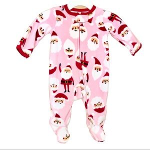 Pink Santa footsie pajamas baby girl Christmas